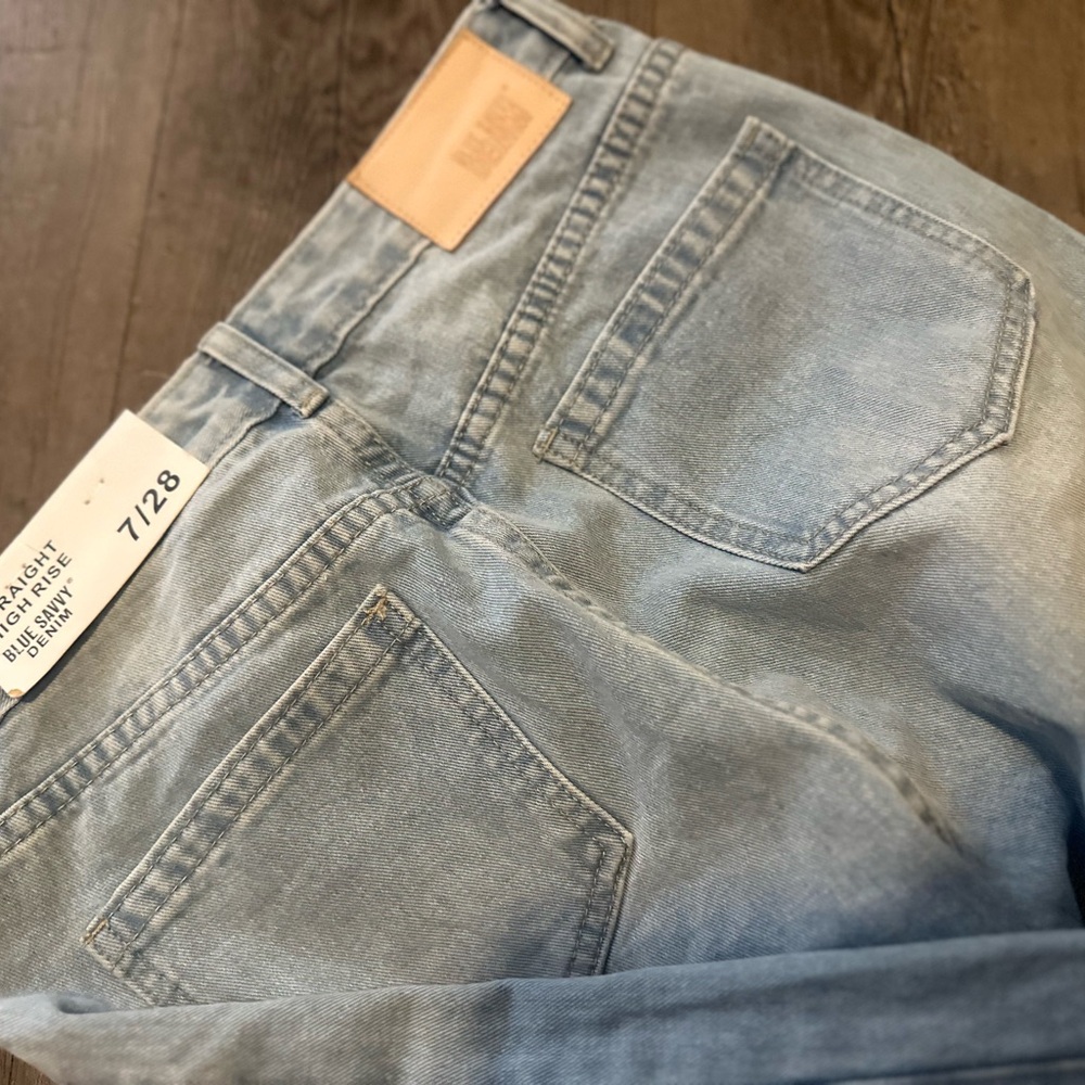 High Rise Light Blue Distressed Jeans - Picture 5 of 6
